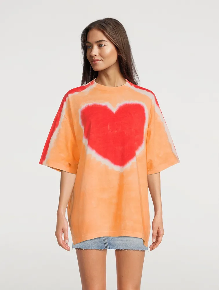 Cotton T-Shirt With Tie-Dye Heart