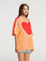 Cotton T-Shirt With Tie-Dye Heart