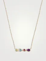 Classique 14k Gold Linéa Micro Bar Necklace With Tourmaline, Peridot, Amethyst And Topaz