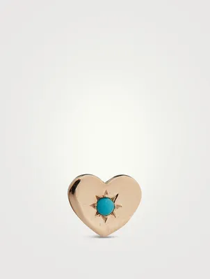 Love Letter 14K Gold Heart Single Stud Earring With Turquoise
