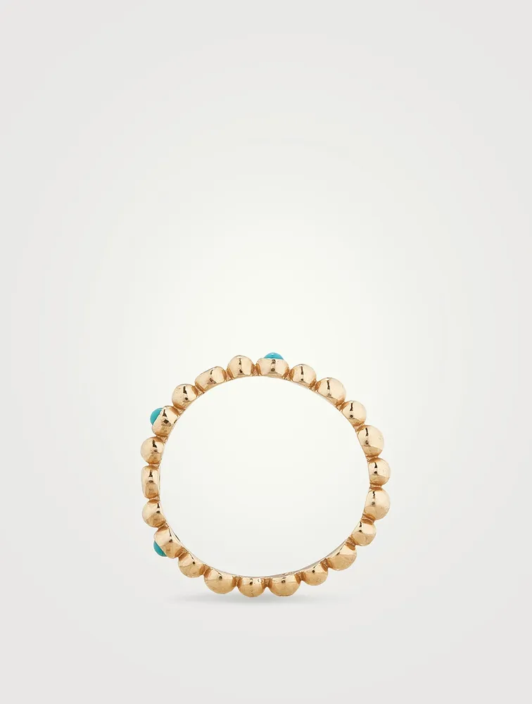 Dew Drop Étoile 14K Gold Ring With Diamonds And Turquoise