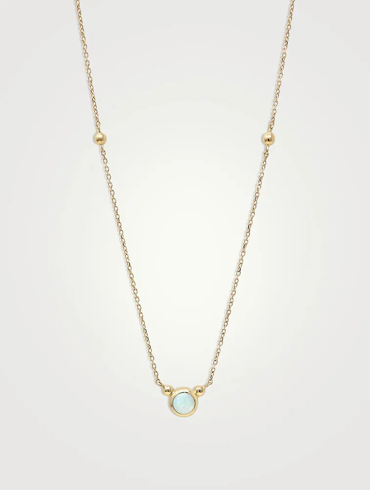 Bonheur 14K Gold Opal Birthstone Necklace