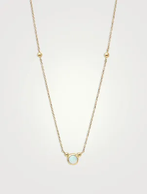 Bonheur 14K Gold Opal Birthstone Necklace