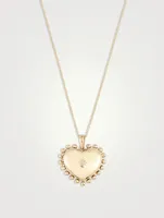 Dew Drop 14K Gold Mini Heart Locket Necklace With Diamond