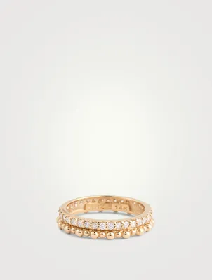 Dew Drop 14K Gold Double Eternity Ring With Diamonds