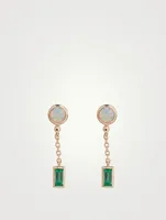 Cléo Carré 14K Gold Chain Drop Earrings With Opal And Emeralds