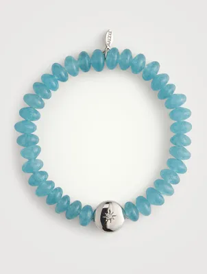 Bohème Faceted Blue Jade Rondelle And Sterling Silver Bracelet With White Topaz