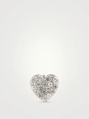 Love Letter Sterling Silver Pavé Heart Stud Earring With White Sapphire