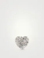 Love Letter Sterling Silver Pavé Heart Stud Earring With White Sapphire