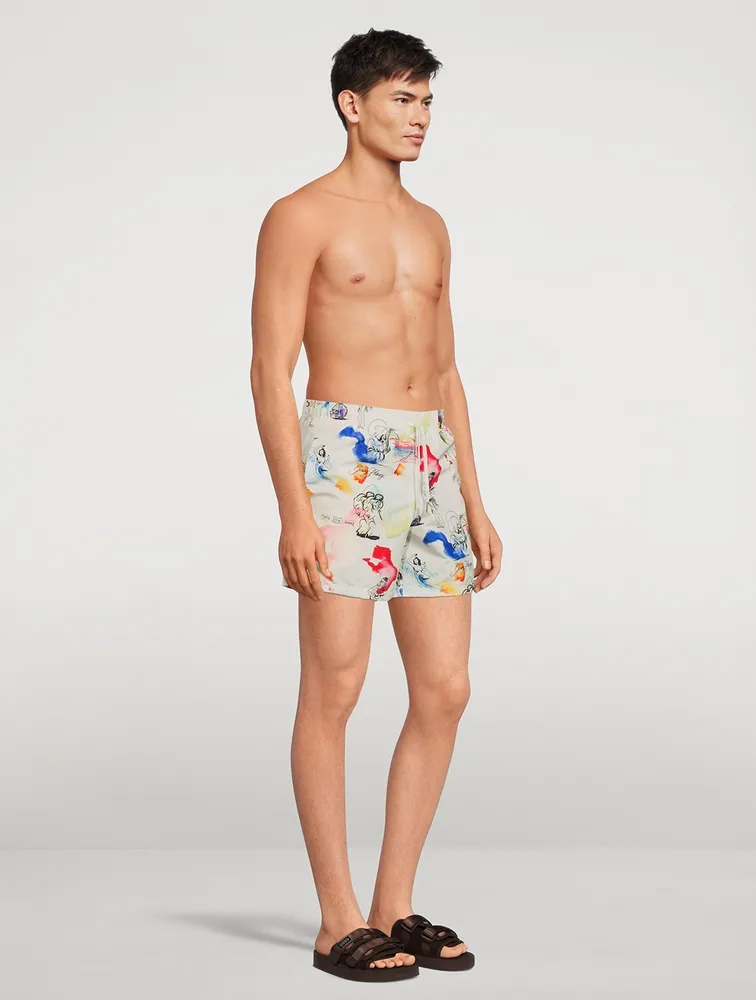 Recycled Swim Shorts Souvenir Print