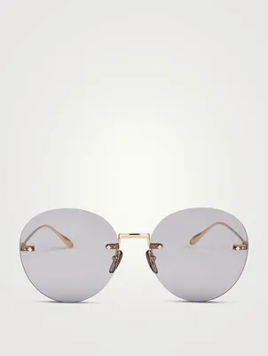 Round Sunglasses With Flower Pendants