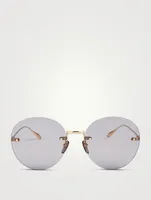 Round Sunglasses With Flower Pendants