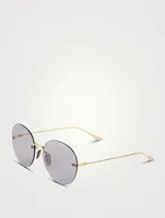 Round Sunglasses With Flower Pendants