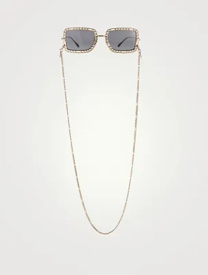 Square Sunglasses With Chain