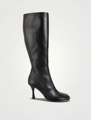 Pipe Leather Knee-High Boots