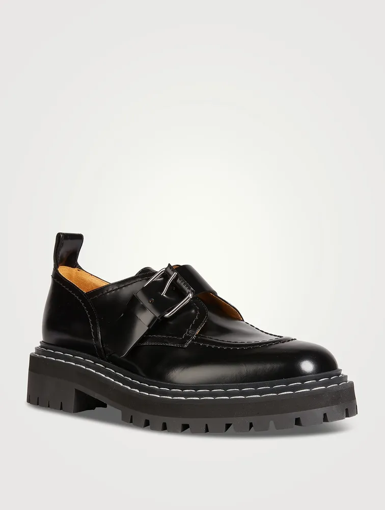 Buckled Leather Lug-Sole Loafers