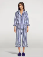Cotton Striped Cropped Pajama Set