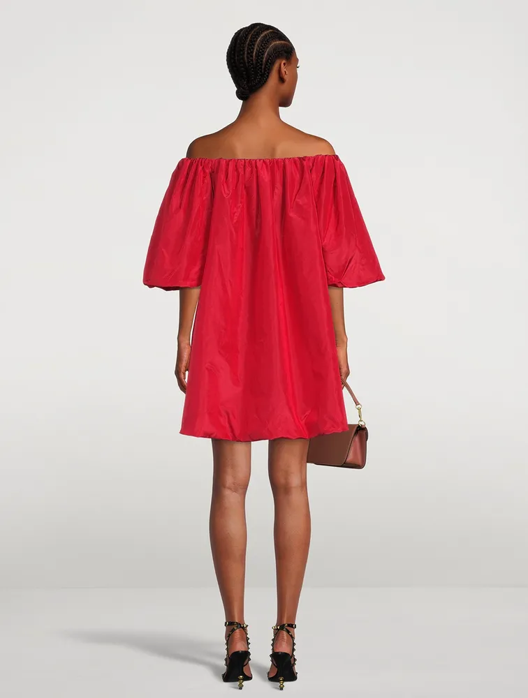 Off-The-Shoulder Washed Taffeta Dress