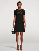 Crepe Sheath Dress With Flower Cut-Outs