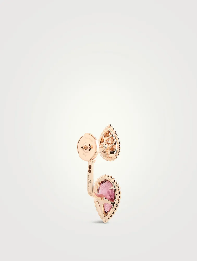 S And XS Motif Serpent Bohème Stud Earring With Garnet And Diamonds