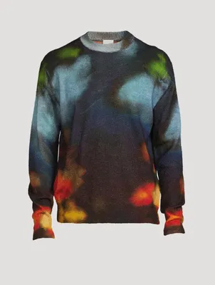 Wool And Mohair Sweater Ink Spill Print