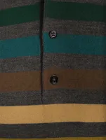 Wool Long-Sleeve Polo Shirt Striped Print