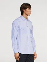 Multi-Pocket Shirt Mix-Up Stripe Print