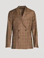 Wool Double-Breasted Jacket Check Print