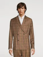 Wool Double-Breasted Jacket Check Print