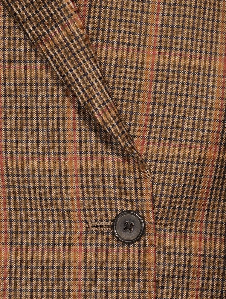 Wool Double-Breasted Jacket Check Print