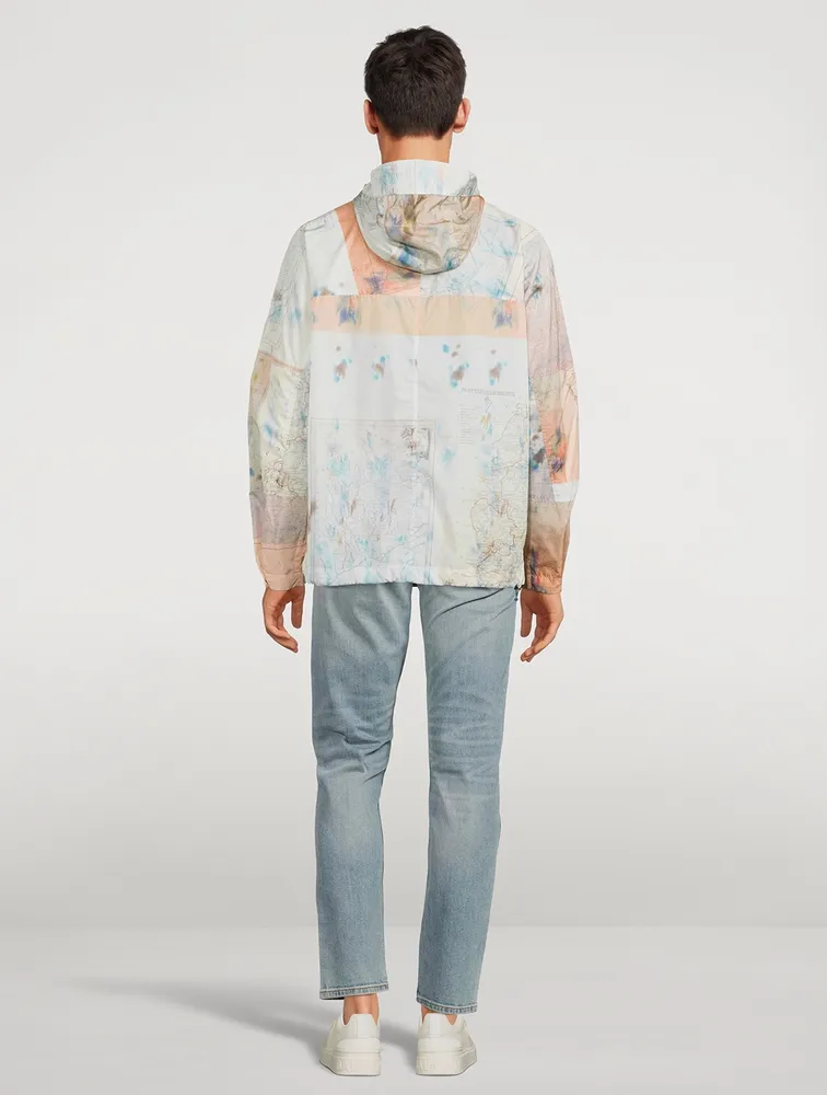 Hooded Anorak Jacket Map Print