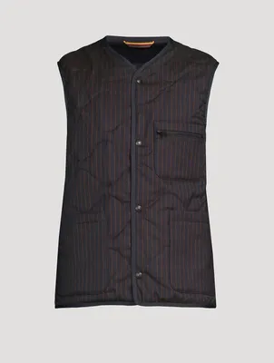 Wool Quilted Vest Striped Print