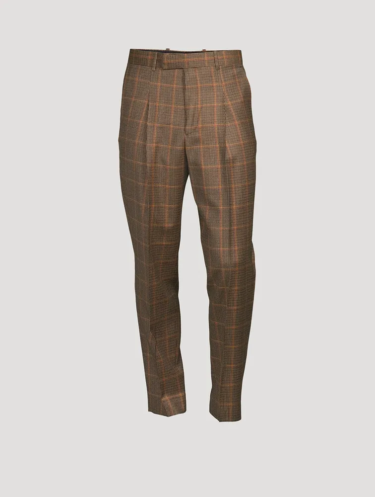 Wool Slim-Fit Pants Check Print