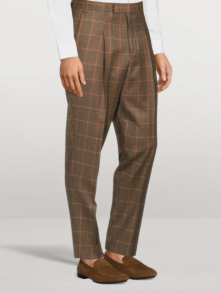 Wool Slim-Fit Pants Check Print