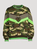 Cotton Sweatshirt With Camo Heart