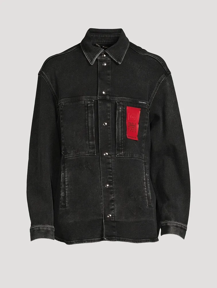 Denim Shirt With Rubber Logo