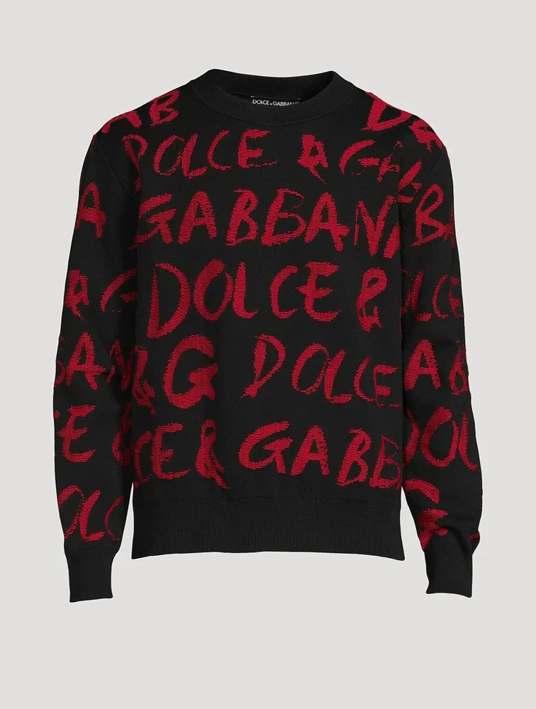 Wool-Blend Jacquard Logo Sweater