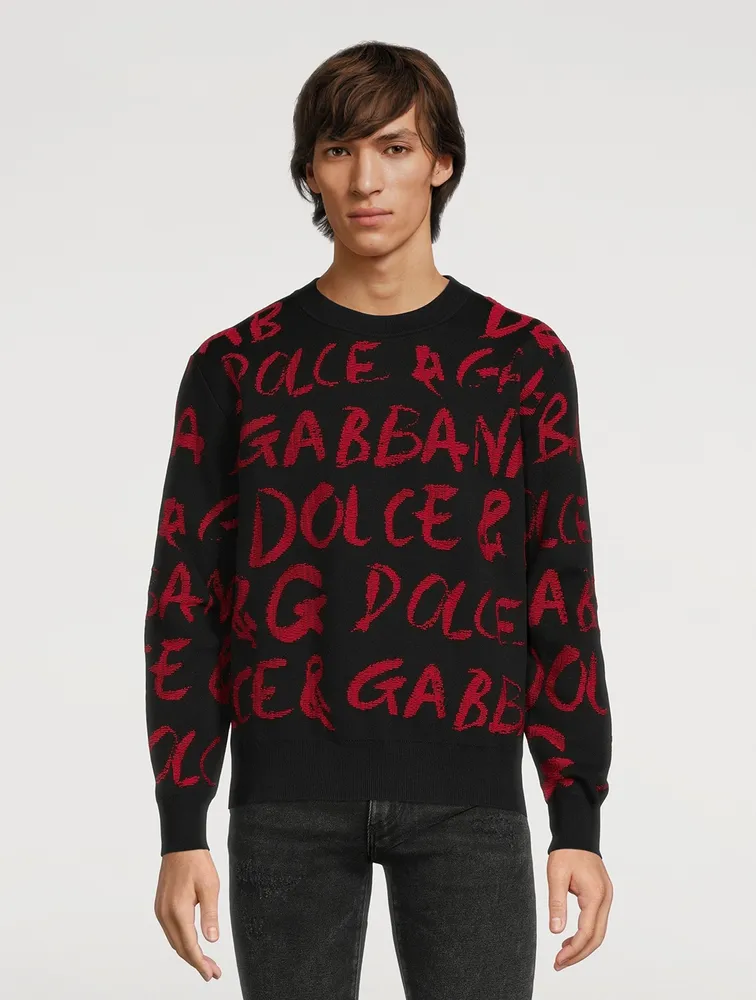 Wool-Blend Jacquard Logo Sweater