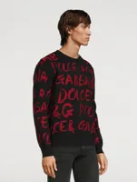 Wool-Blend Jacquard Logo Sweater