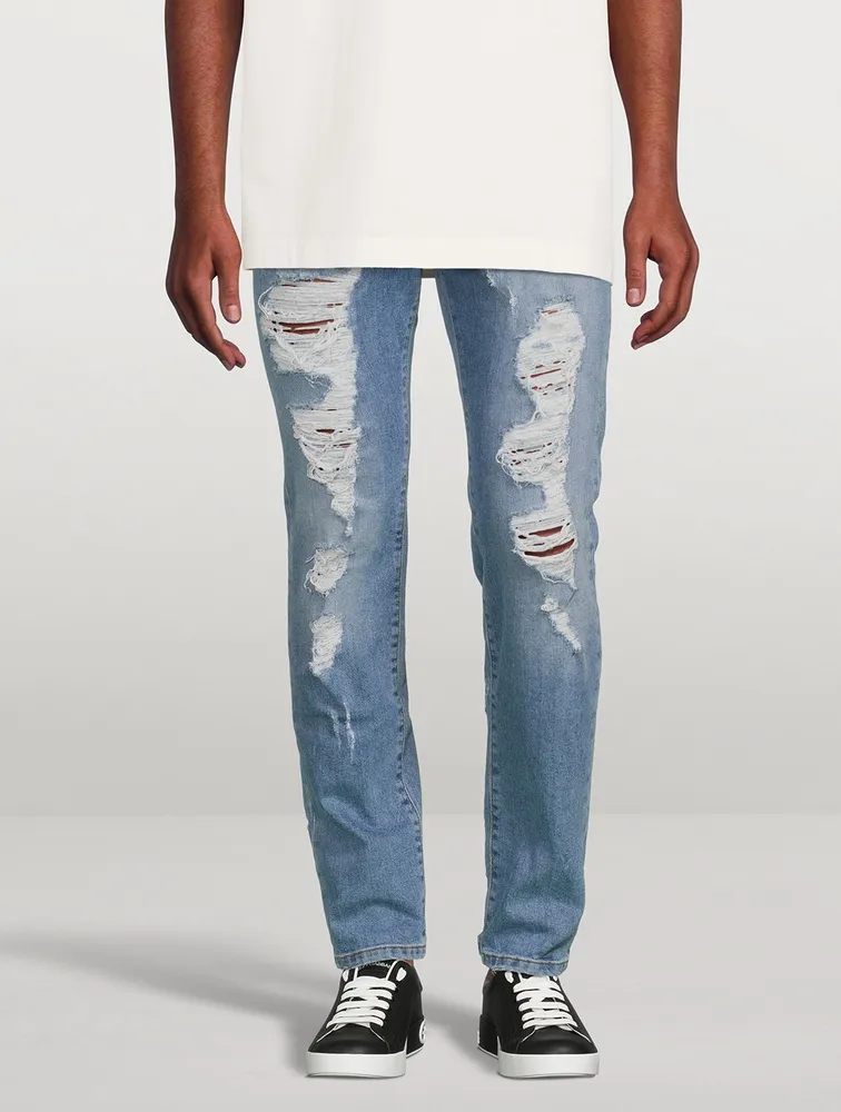 Distressed Slim-Fit Jeans