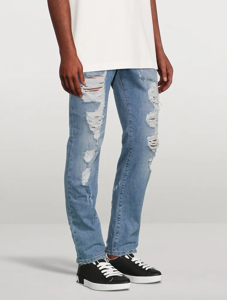 Distressed Slim-Fit Jeans