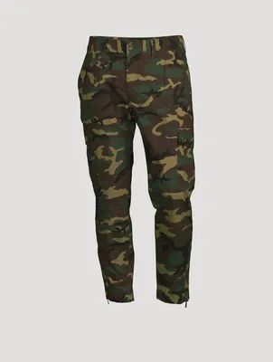 Cotton Cargo Jogger Pants Camo Print