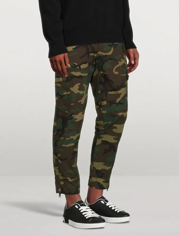 Cotton Cargo Jogger Pants Camo Print