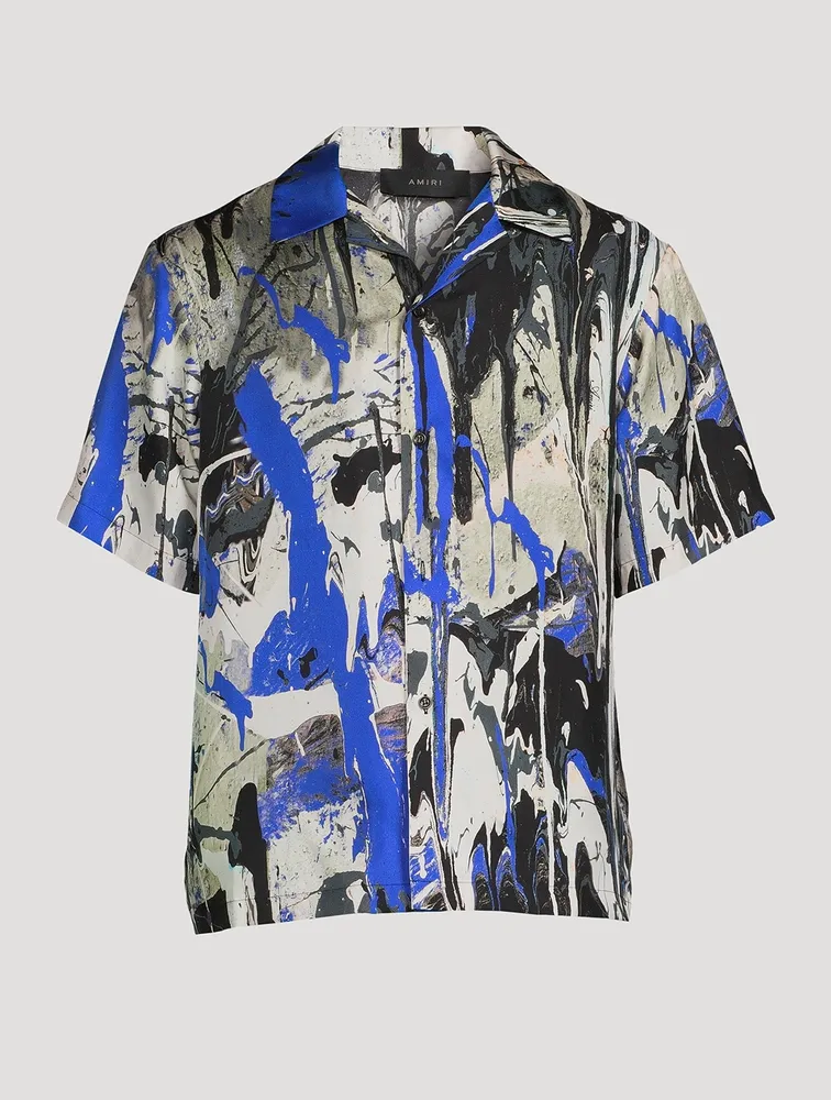 Silk Bowling Shirt Paint Splatter Print