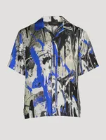 Silk Bowling Shirt Paint Splatter Print