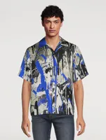 Silk Bowling Shirt Paint Splatter Print