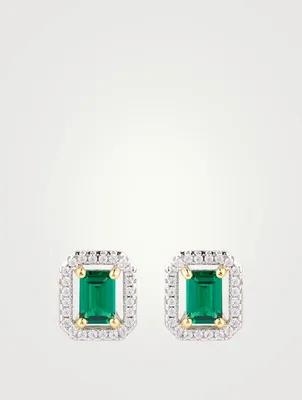 Eton Emerald Borderset Stud Earrings