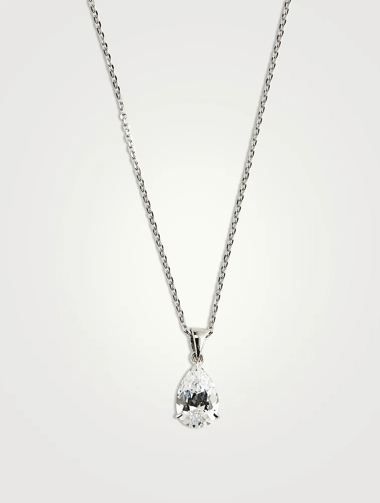 9K White Gold Cecile Pear Pendant Necklace