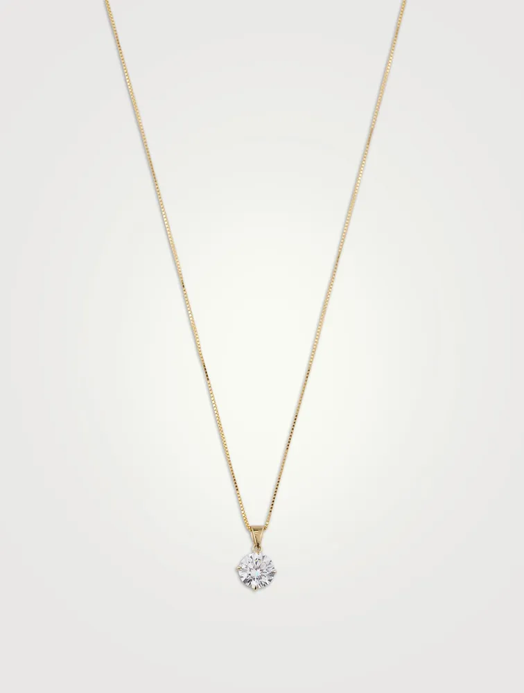 9K Gold Hazel Four Prong Round Pendant Necklace