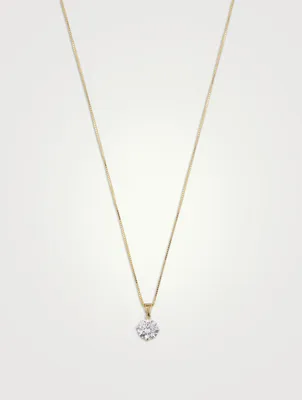 9K Gold Hazel Four Prong Round Pendant Necklace